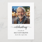 Celebration of Life 1 Photo Memorial Funeral  Programmakaart (Voorkant)