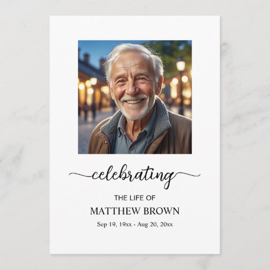 Celebration of Life 1 Photo Memorial Funeral  Programmakaart (Voorkant)