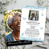 Celebration Of Life 2 Photos Funeral Blue Floral Kaart