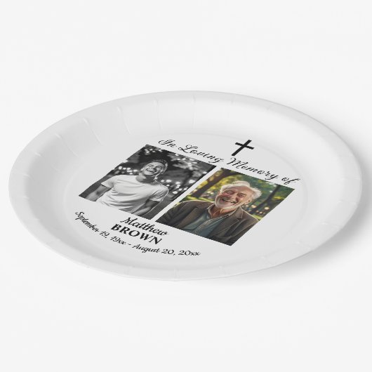 Celebration Of Life 2 Photos Funeral White Papieren Bordje (Gekanteld)