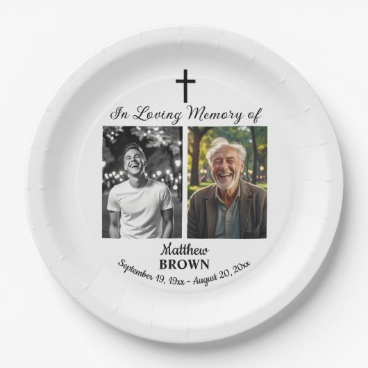 Celebration Of Life 2 Photos Funeral White Papieren Bordje (Voorkant)
