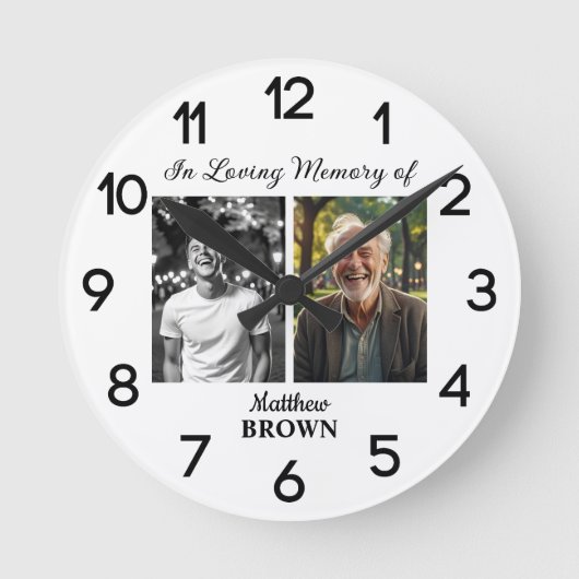 Celebration Of Life 2 Photos Funeral White Ronde Klok (Voorkant)