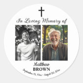 Celebration Of Life 2 Photos Funeral White Ronde Sticker (Voorkant)