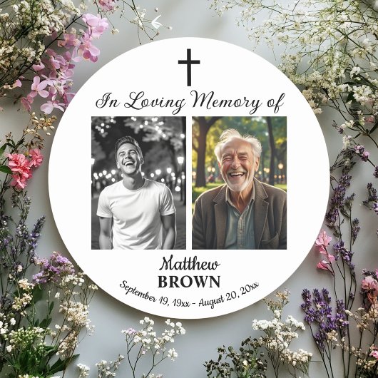 Celebration Of Life 2 Photos Funeral White Ronde Sticker