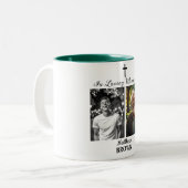 Celebration Of Life 2 Photos Funeral White Tweekleurige Koffiemok (Voorkant links)