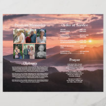 Celebration of Life Beach Funeral Service Program 