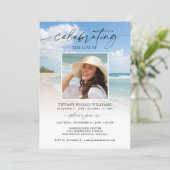 Celebration of Life Beach Photo Funeral Kaart (Staand voorkant)