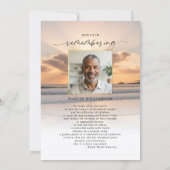 Celebration of Life Beach Sunset Photo Invitation Kaart (Achterkant)