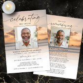 Celebration of Life Beach Sunset Photo Invitation Kaart