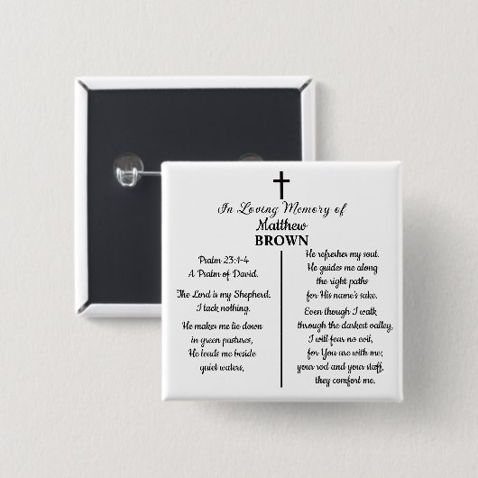 Celebration Of Life Bible Verse Funeral Keepsake Vierkante Button 5,1 Cm (Voorkant /achterkant)