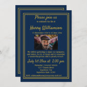 Celebration of Life Blue Funeral Aangepaste foto Kaart (Voorkant / Achterkant)