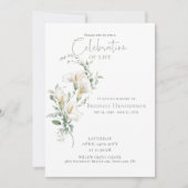 Celebration of Life Calla Lily Funeral Memorial Kaart (Voorkant)