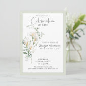 Celebration of Life Calla Lily Funeral Memorial Kaart (Staand voorkant)