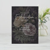 Celebration of Life Dark Moody Floral Funeral Kaart (Staand voorkant)