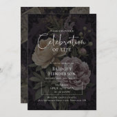 Celebration of Life Dark Moody Floral Funeral Kaart (Voorkant / Achterkant)