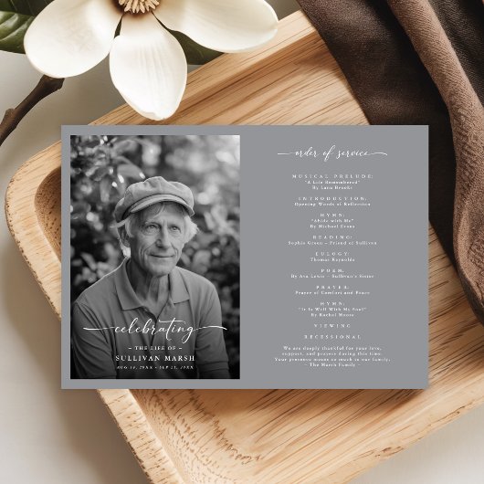 Celebration of Life | Elegant Black & White Photo Programmakaart
