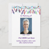 Celebration of Life Feathers Boho Tribal Native Kaart (Achterkant)