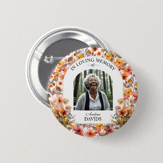 Celebration Of Life Floral Funeral Keepsake Ronde Button 5,7 Cm (Voorkant /achterkant)