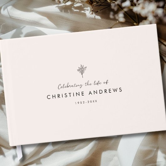 Celebration of Life Floral Memorial Beige Mist Gastenboek