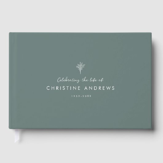 Celebration of Life Floral Memorial Green Gastenboek (Voorkant)