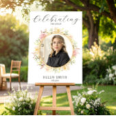 Celebration of Life, Floral Photo Elegant White Poster
