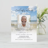 Celebration of Life Funeral Beach Photo Kaart (Staand voorkant)