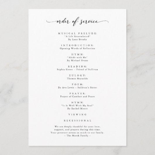 Celebration of Life Funeral Memorial Service Photo Programmakaart (Achterkant)