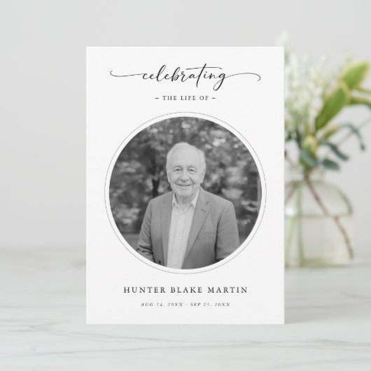 Celebration of Life Funeral Memorial Service Photo Programmakaart (Staand voorkant)