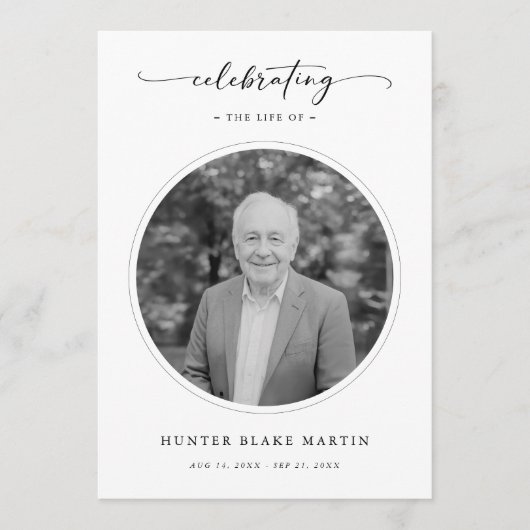 Celebration of Life Funeral Memorial Service Photo Programmakaart (Voorkant)