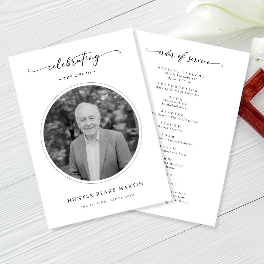 Celebration of Life Funeral Memorial Service Photo Programmakaart