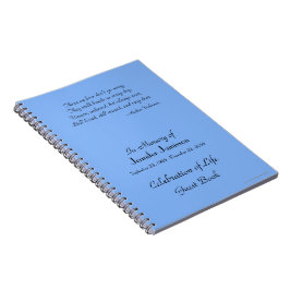 Celebration of Life Gastenboek Bord Blauw Notitieb Notitieboek
