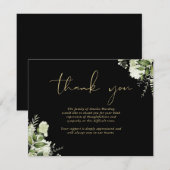 Celebration Of Life Greenery Floral Black And Gold Bedankkaart (Voorkant / Achterkant)