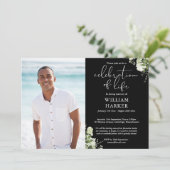 Celebration of Life Greenery Floral Funeral Photo Kaart (Staand voorkant)