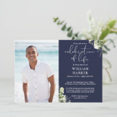 Celebration of Life Greenery Floral Funeral Photo Kaart (Staand voorkant)