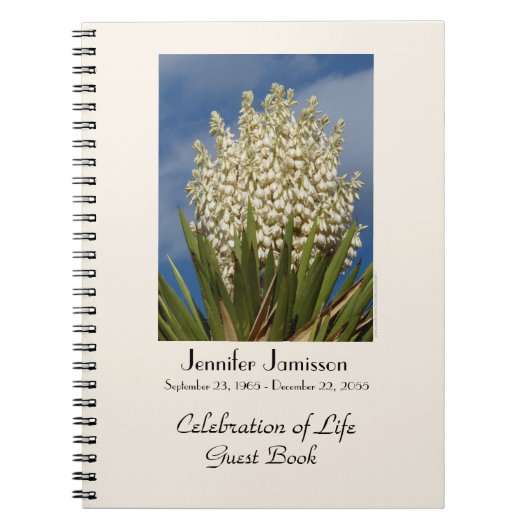 Celebration of Life Guest Book, Yucca in Bloom Notitieboek (Voorkant)