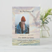 Celebration of Life Invite Angel Sky Clouds Kaart (Staand voorkant)