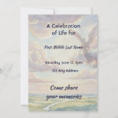 Celebration of Life Invite Angel Sky Clouds Kaart (Achterkant)