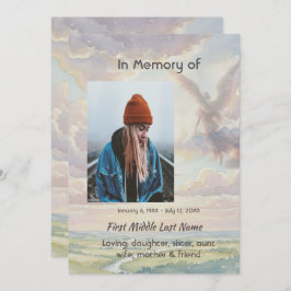 Celebration of Life Invite Angel Sky Clouds Kaart