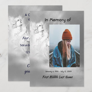 Celebration of Life Invite Angel Sky Clouds Kaart