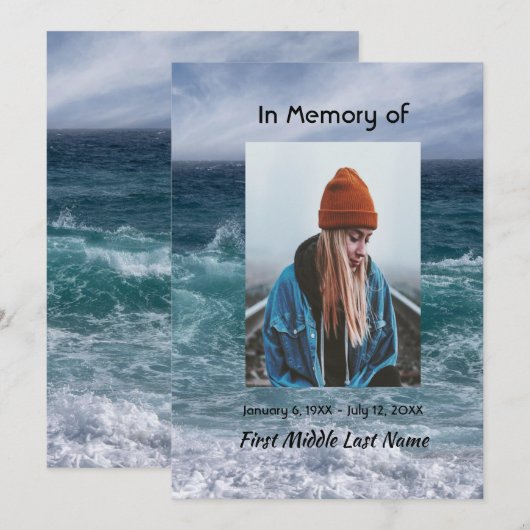 Celebration of Life Invite Ocean Sea Beach Kaart (Voorkant / Achterkant)