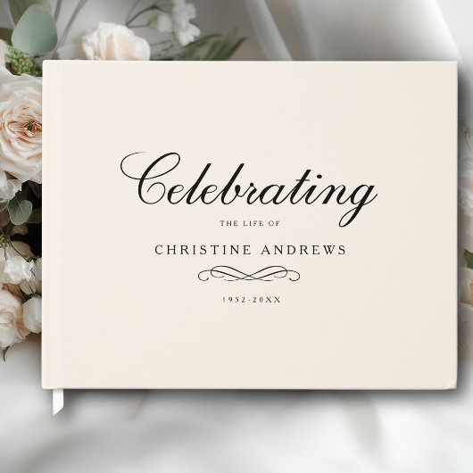 Celebration of Life Memorial–Elegant Minimal Beige Gastenboek