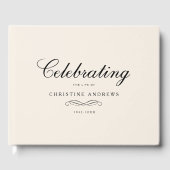 Celebration of Life Memorial–Elegant Minimal Beige Gastenboek (Voorkant)