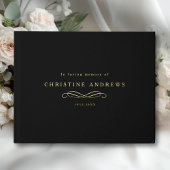 Celebration of Life Memorial–Elegant Minimal Black Gastenboek