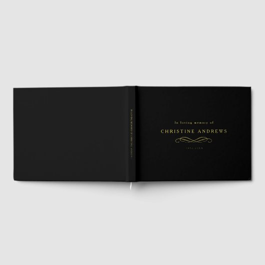 Celebration of Life Memorial–Elegant Minimal Black Gastenboek (Volledig)