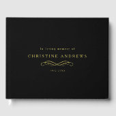Celebration of Life Memorial–Elegant Minimal Black Gastenboek (Voorkant)