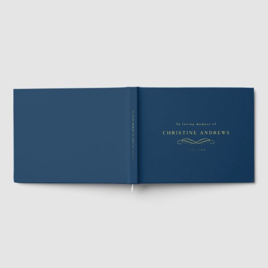 Celebration of Life Memorial–Elegant Minimal Blue Gastenboek (Volledig)