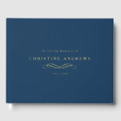 Celebration of Life Memorial–Elegant Minimal Blue Gastenboek (Voorkant)
