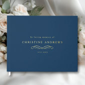 Celebration of Life Memorial–Elegant Minimal Blue Gastenboek