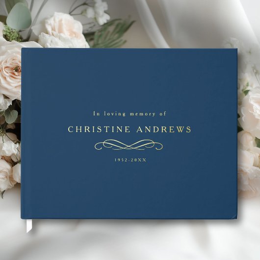 Celebration of Life Memorial–Elegant Minimal Blue Gastenboek