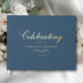 Celebration of Life Memorial–Elegant Minimal Blue Gastenboek